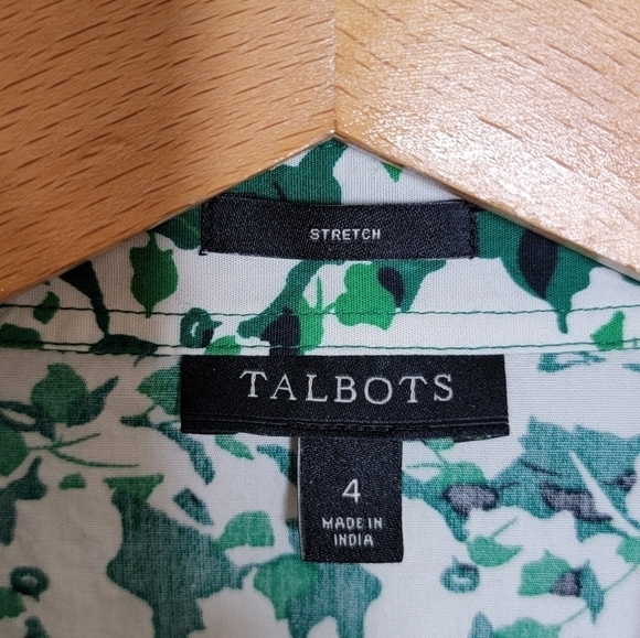 Talbots | Green Floral Crossover Front Shirt Size 4 - Picture 5 of 5